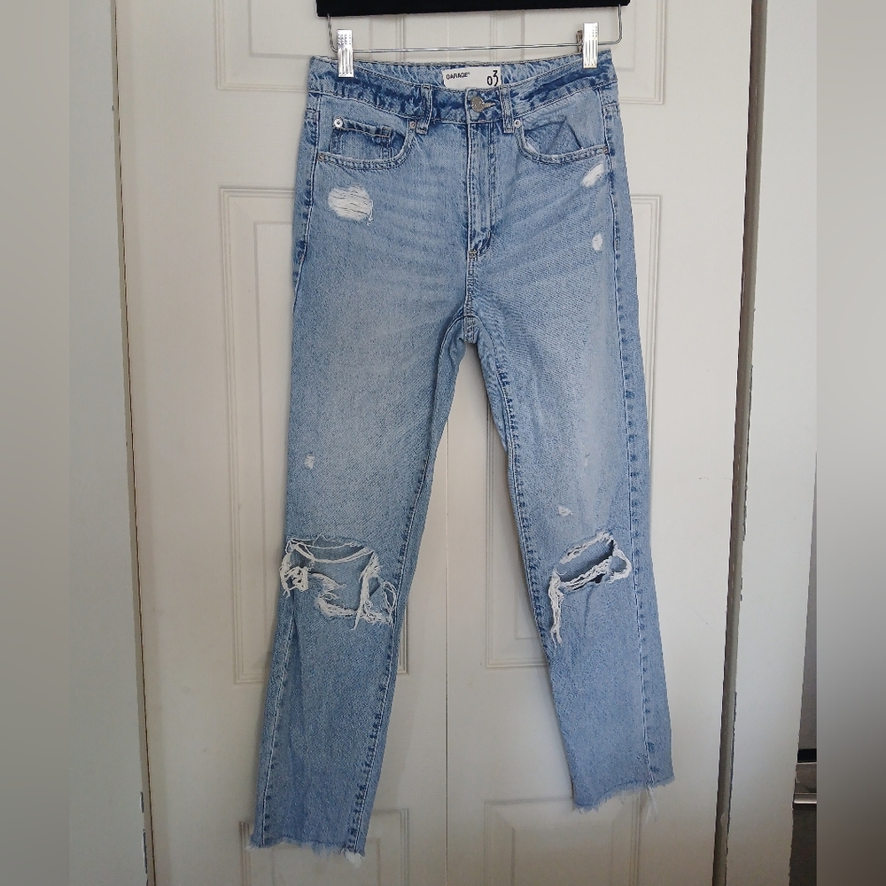 Garage Distressed Light Blue 100% Cotton Jeans, Size 3